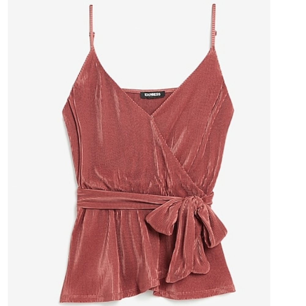 NWT!! Express Pleated Wrap Front Tie Peplum Cami